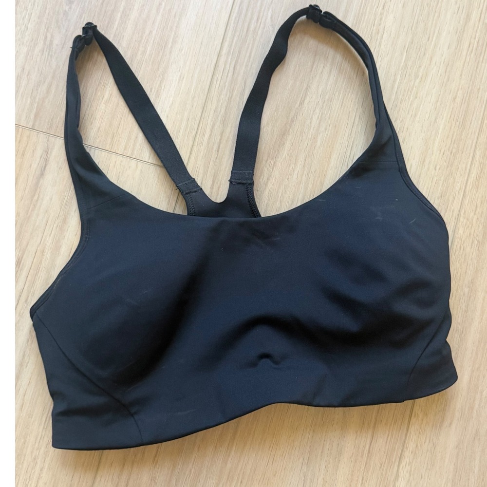 Lululemon Black High Impact Racerback Sports Bra 34C Adjustable Straps Mesh